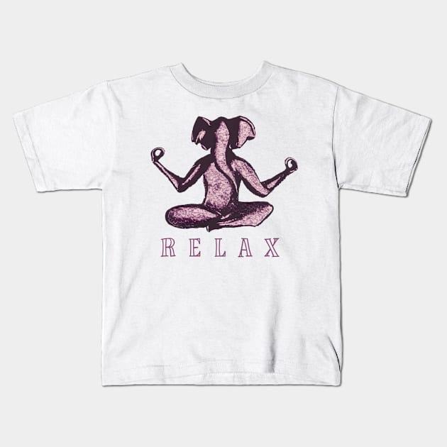 Relax Yoga Elephant Kids T-Shirt by TomiTee